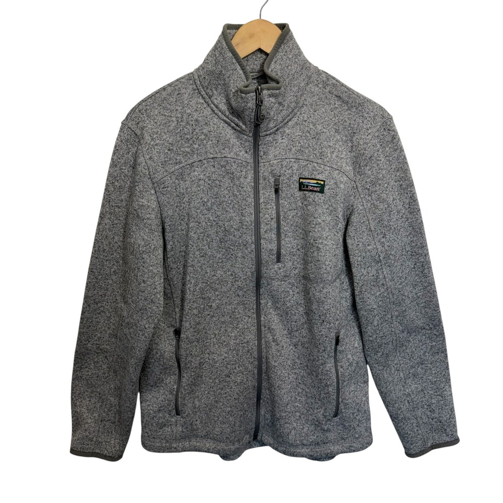 LL‎ Bean Men's Heather Gray Sweater Fleece Full Zip Jacket Size M Regular